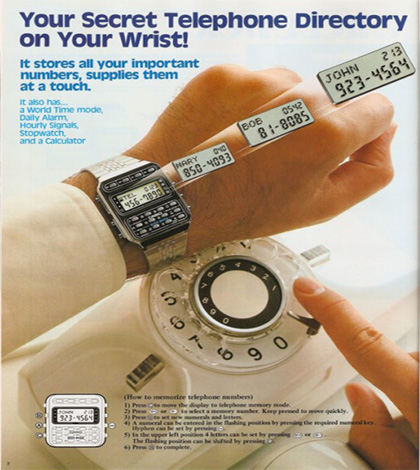 Wearables van weleer: horloge met ingebouwd telefoonboek (1984)